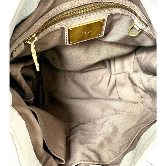 ROOMY J.CREW PEBBLED GRAY GENUINE LEATHER TOTE HOBO SHOULDER BAG PURSE HANDBAG - Picture 9 of 10